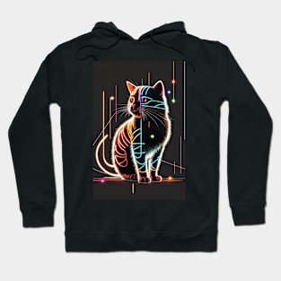 Cool Cat Portrait Neon Art Style Hoodie